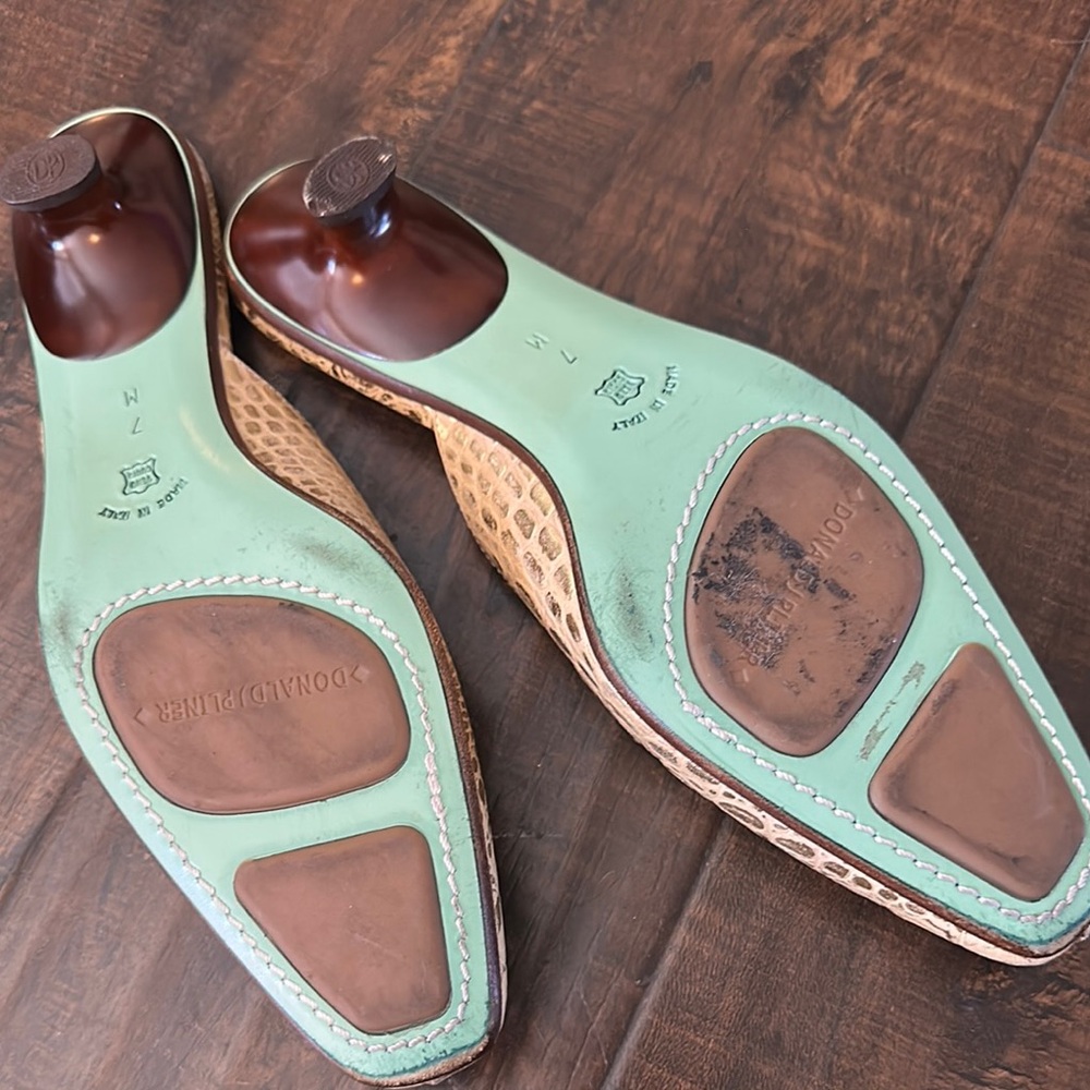 Donald J. Pliner Gold Textured Mules - Picture 4 of 4